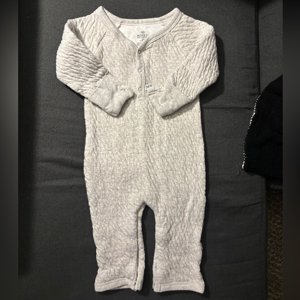 The Honest Company Quilted Gray Footie 3-6 Months